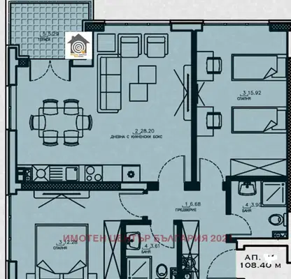 Снимка 2 — Тристаен апартамент в Малинова долина с тераса