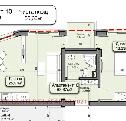 Снимка 5 — Двустаен апартамент в Манастирски ливади с подземен гараж, ново строителство