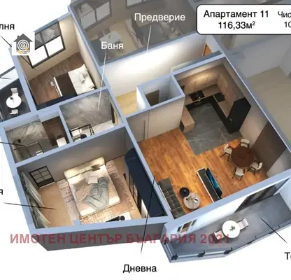 Снимка 4 — Тристаен апартамент с югозападно изложение в Манастирски ливади, София