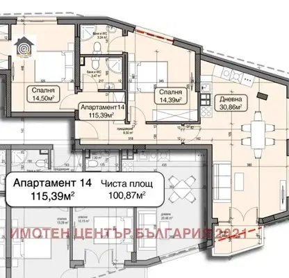 Снимка 5 — Тристаен апартамент с южно изложение в Манастирски ливади, София