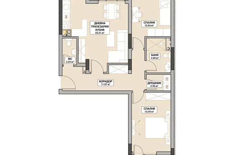 3-bedroom apartment in Sofiya, Mladost 4