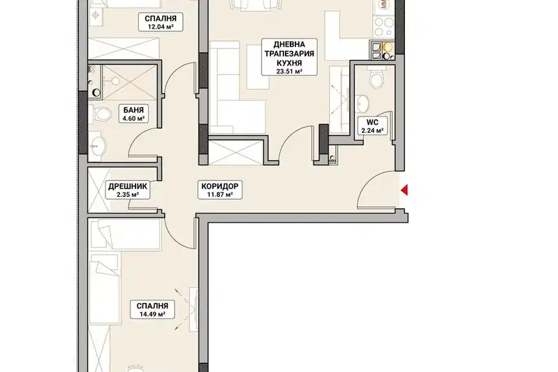 3-bedroom apartment in Sofiya, Mladost 4