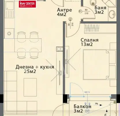 Снимка 2 — Двустаен апартамент в Модерно предградие с балкон