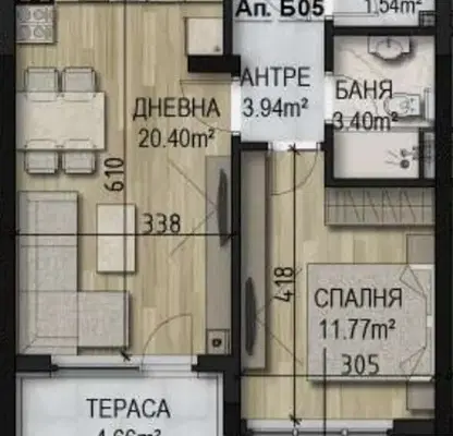 Снимка 4 — Двустаен апартамент с тераса в Овча купел, София