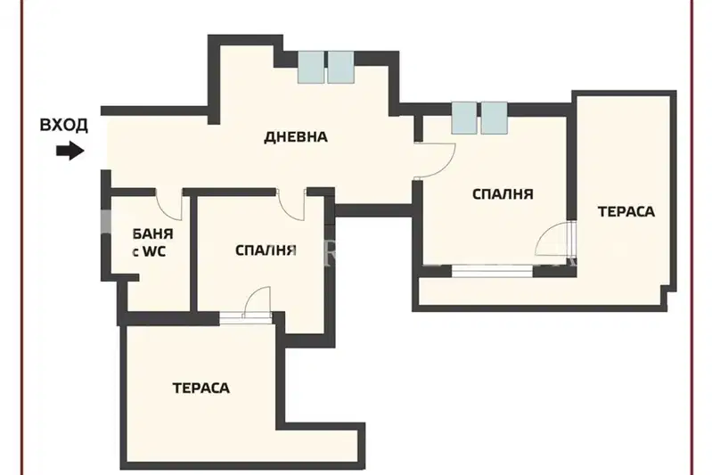 Тристаен апартамент с две тераси в Сухата река, София