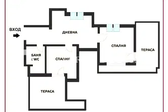 Тристаен апартамент с две тераси в Сухата река, София