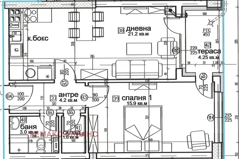 Two-room apartment in Sofia, Vitosha with parking and elevator
