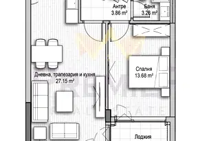 Двустаен апартамент с тераса в кв. Витоша, София