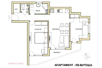 Тристаен апартамент с южен балкон в кв. Витоша, София