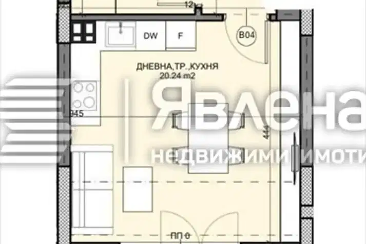 Едностаен апартамент с морска панорама в Галата, Варна