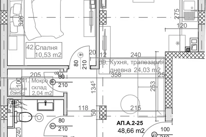 Двустаен апартамент с килер и тераса в м-т Манастирски рид, Варна