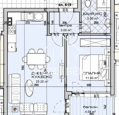 Photo 4 — Two-room apartment with terrace in Vinitsa district, Varna