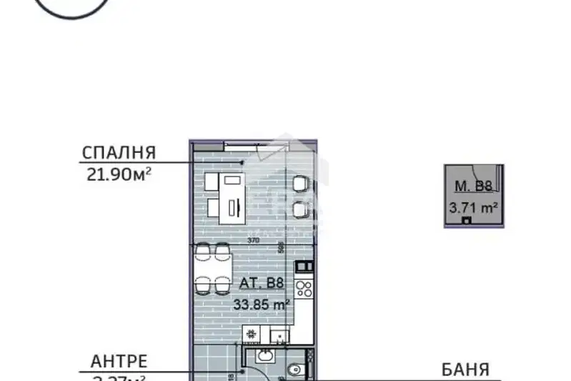 Едностаен апартамент с площ 40 кв.м. във Възраждане 2, Варна