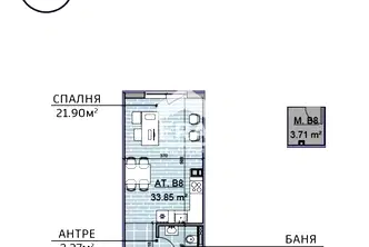 Едностаен апартамент с площ 40 кв.м. във Възраждане 2, Варна