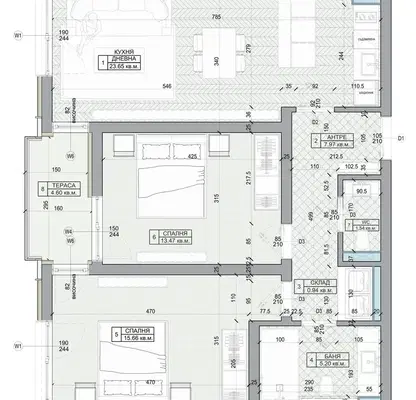 Photo 2 — Three-room apartment with terrace in Horizont district, Burgas