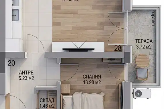 2-bedroom apartment in Plovdiv, Belomorski