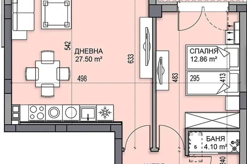 Двустаен апартамент в Гагарин, Пловдив с тераса