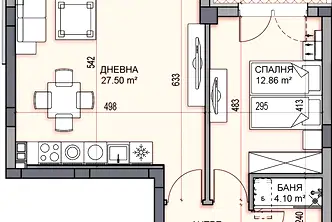 Двустаен апартамент в Гагарин, Пловдив с тераса