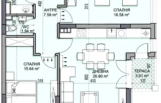 Тристаен апартамент с тераса в Гагарин, Пловдив