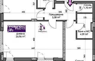 Апартамент с 3 стаи в Каменица 2, Пловдив с тераса