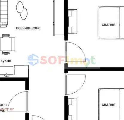 Снимка 2 — 3-стаен апартамент в Център, София с асансьор и изложение север/юг