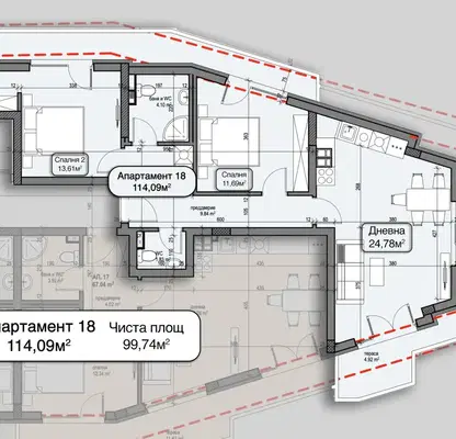 Снимка 4 — Тристаен апартамент с две тераси в Манастирски ливади, София