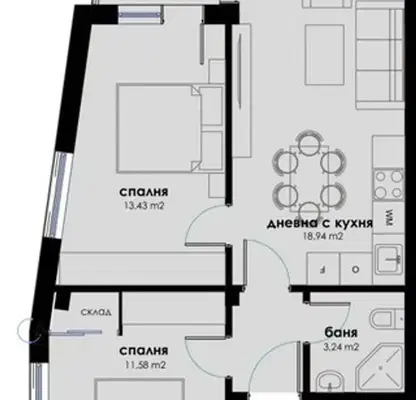 Снимка 2 — Тристаен апартамент в Надежда 4 с паркомясто