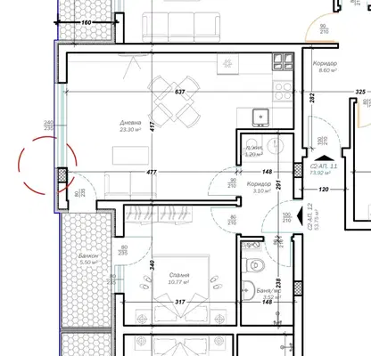 Снимка 2 — Двустаен апартамент с тераса в Изгрев, Варна