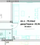 1-стаен апартамент с двор в м-т Пчелина, Варна