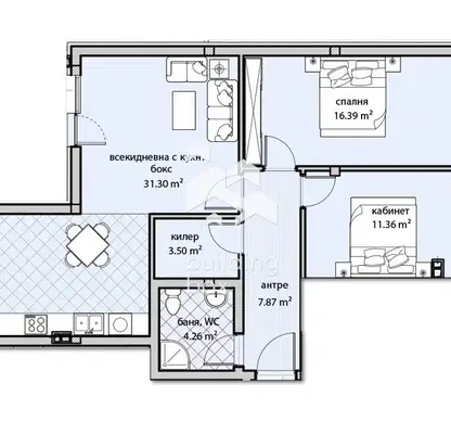 Снимка 2 — Тристаен апартамент 108 кв.м. във Владислав Варненчик, Варна