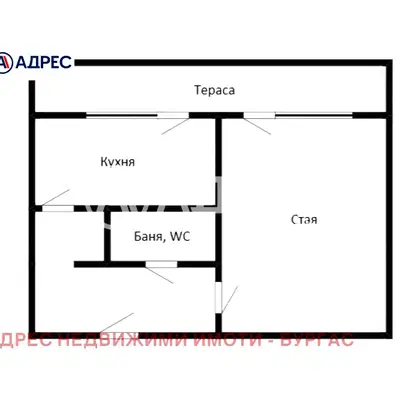 Снимка 4 — Гарсониера в Славейков, Бургас с тераса и асансьор
