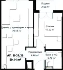Двустаен апартамент с изложение запад и юг в Христо Смирненски, Пловдив