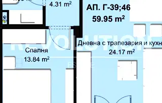 Двустаен апартамент с изложение изток-юг в Христо Смирненски, Пловдив