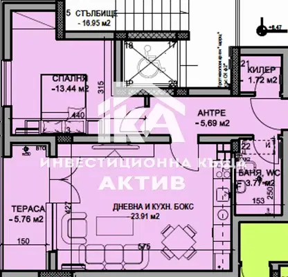 Снимка 3 — Двустаен апартамент в Христо Смирненски, Пловдив с асансьор