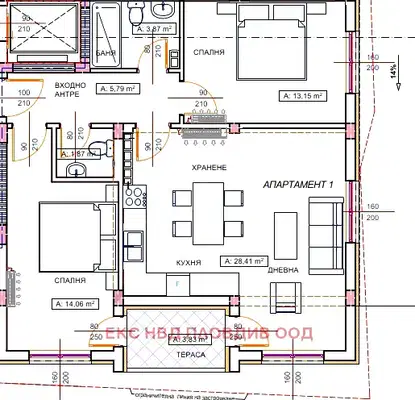 Снимка 2 — Тристаен апартамент в Коматево, Пловдив с тераса
