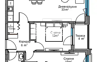 Тристаен апартамент в Кършияка с тераса и гледка към Родопите