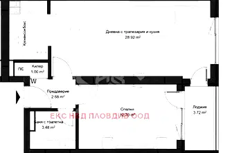 Двустаен апартамент в Кючук Париж, Пловдив с тераса