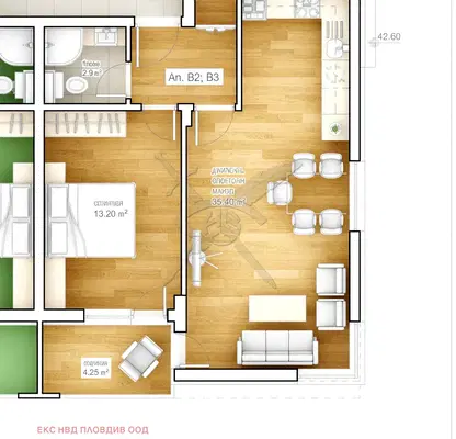 Photo 2 — 2-bedroom apartment in Plovdiv, Proslav