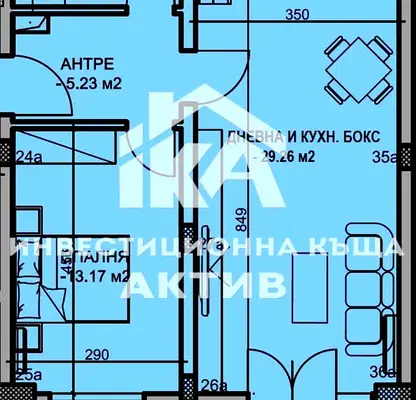 Снимка 2 — Двустаен апартамент в Южен, Пловдив с асансьор