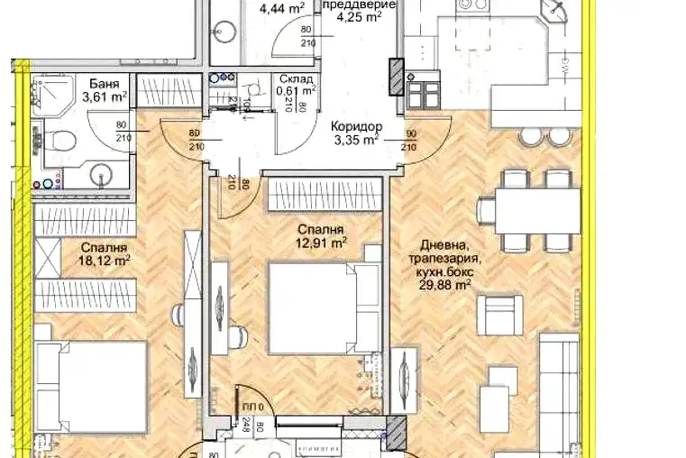 Three-room apartment with south aspect in Lyulin 8, Sofia