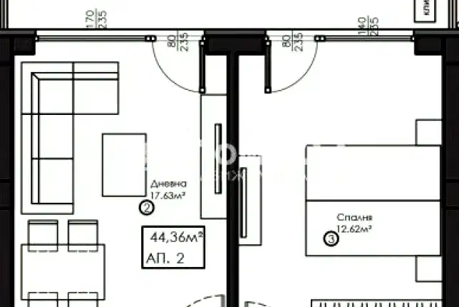 2-bedroom apartment in Sofiya, Malinova Dolina
