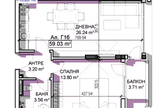 Двустаен апартамент с тераса в Манастирски ливади, София