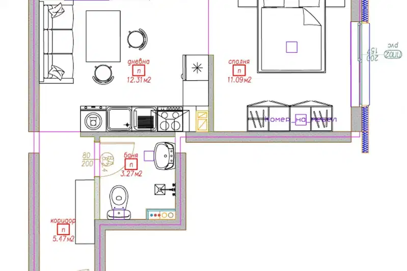 1-bedroom apartment in Sofiya, Suhodol
