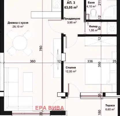 Снимка 3 — Двустаен апартамент с тераса в кв. Виница, Варна