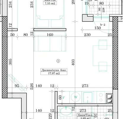 Снимка 2 — Едностаен апартамент в кв. Възраждане 1, Варна с тераса