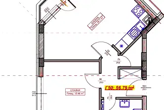 Двустаен апартамент в Възраждане 1 с тераса, Варна