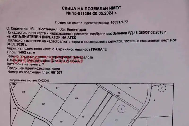 Земеделски имот в Кюстендил, с. Скриняно