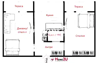2-стаен апартамент с тераса в Славейков, Бургас
