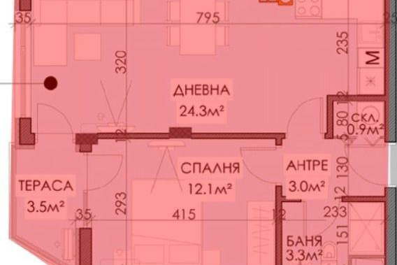 Двустаен апартамент в Славейков, Бургас с тераса