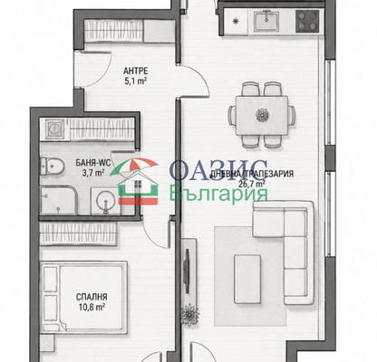 Снимка 4 — Тристаен апартамент в Бургас, Обзор